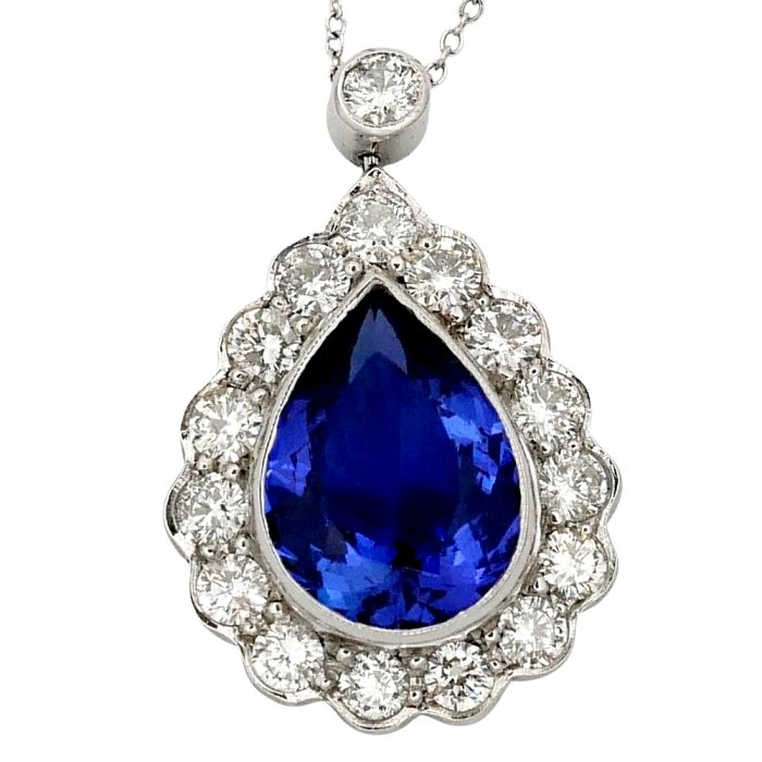 Pear Shaped Tanzanite Diamond Pendant