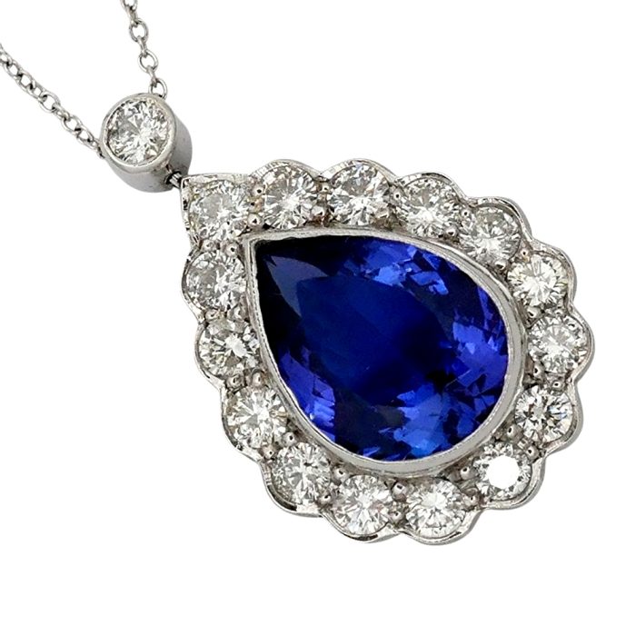 Pear Shaped Tanzanite Diamond Pendant