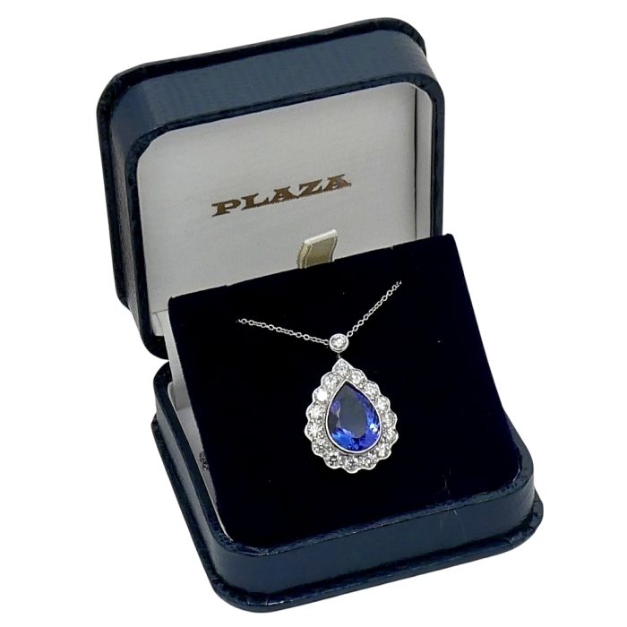 Pear Shaped Tanzanite Diamond Pendant