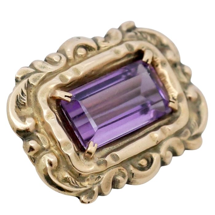 Antique Rococo Revival Amethyst Brooch