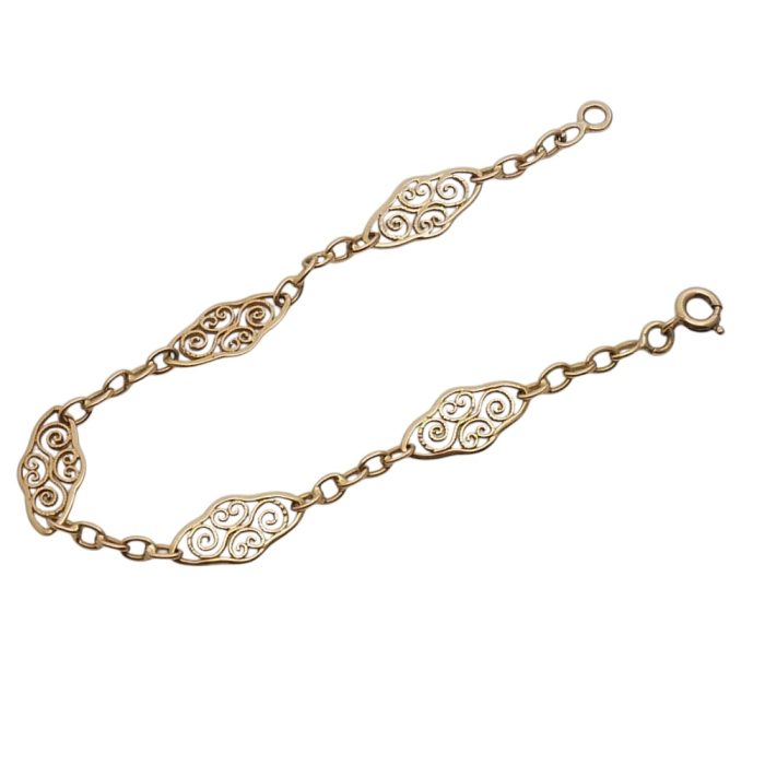 Antique French 18ct Gold Filigree Bracelet