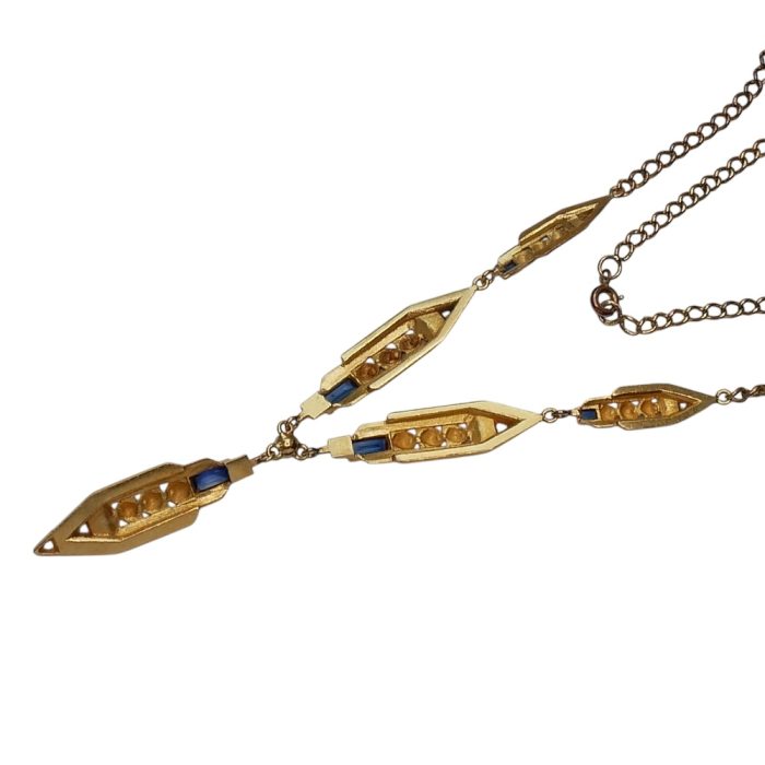 French Art Deco Gold Sapphire Necklace