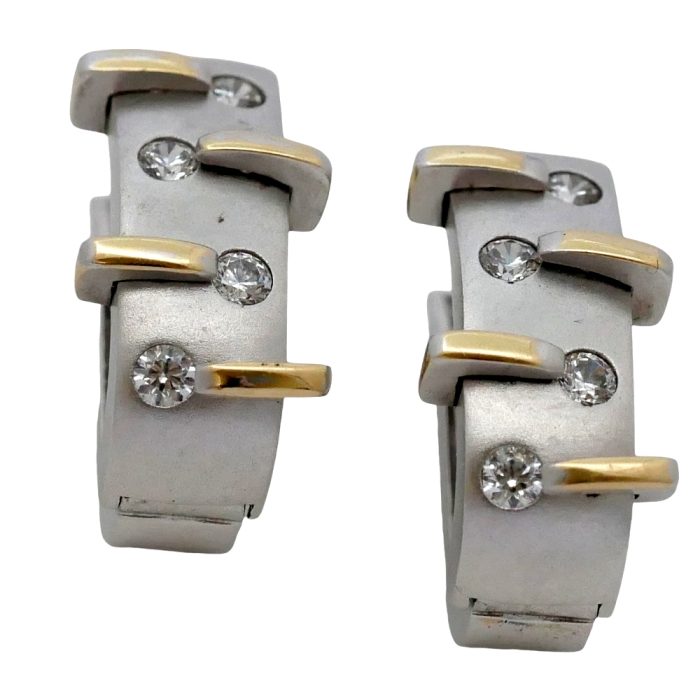 White Gold Diamond Half Hoop Earrings