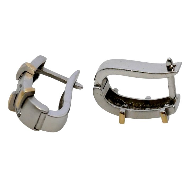 White Gold Diamond Half Hoop Earrings