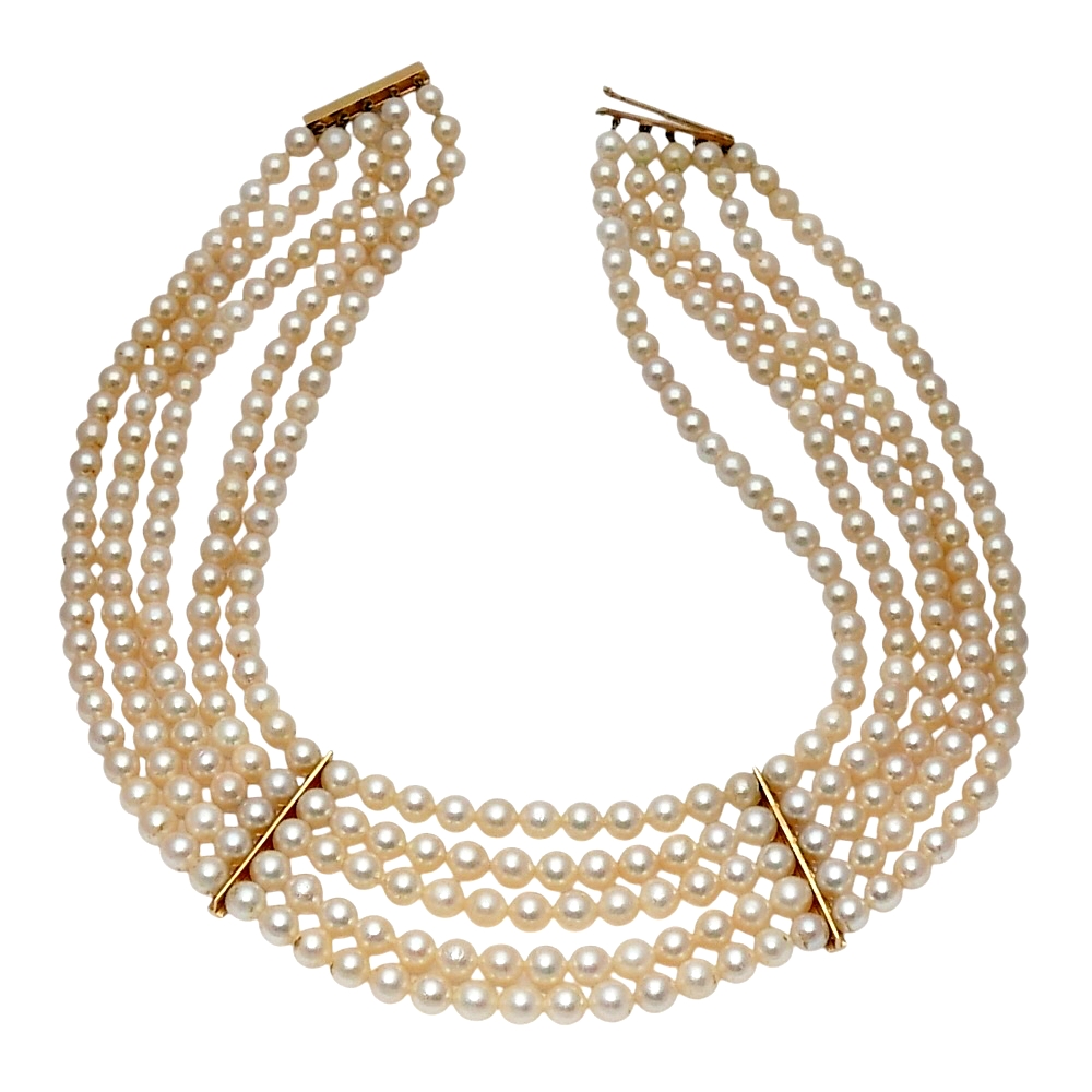 5 Row Pearl Diamond Necklace 5 5 Row Pearl Diamond Necklace