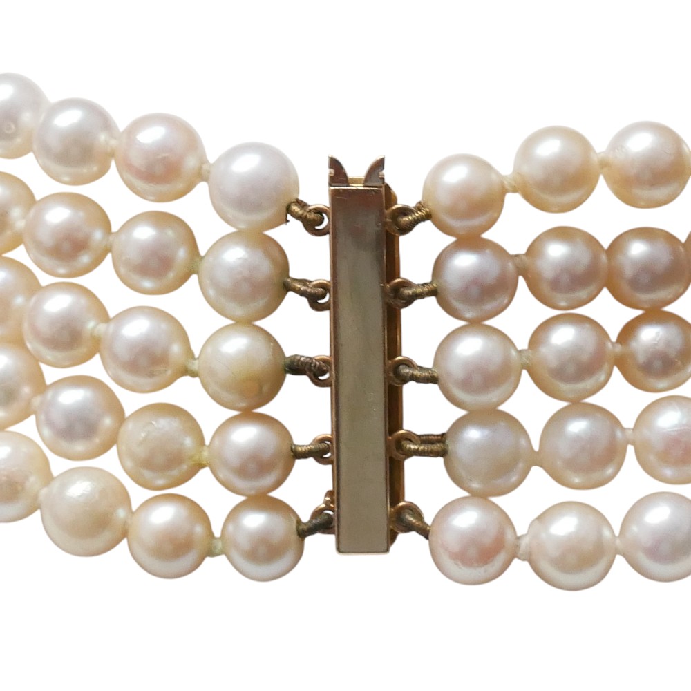 5 Row Pearl Diamond Necklace 7 5 Row Pearl Diamond Necklace