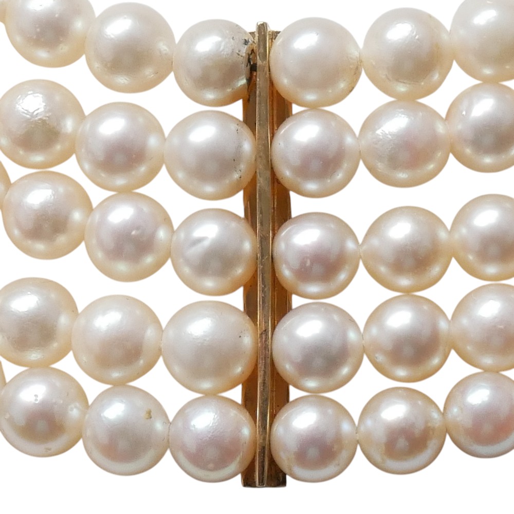 5 Row Pearl Diamond Necklace 8 5 Row Pearl Diamond Necklace