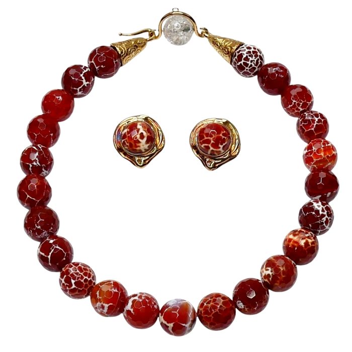 Elizabeth Gage Agate Gold Necklace Set