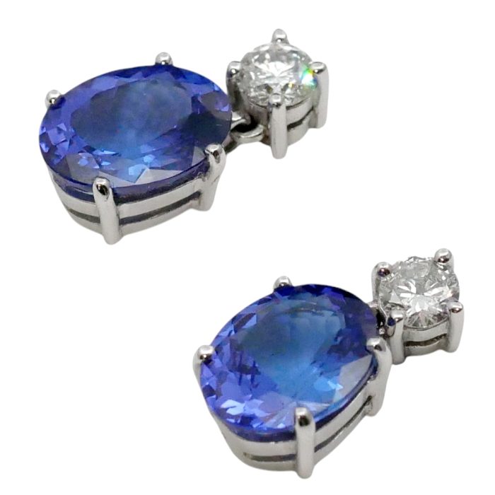 Tanzanite Diamond Pendant Gold Earrings