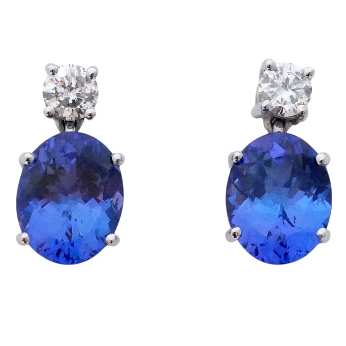 Tanzanite Diamond Pendant Gold Earrings