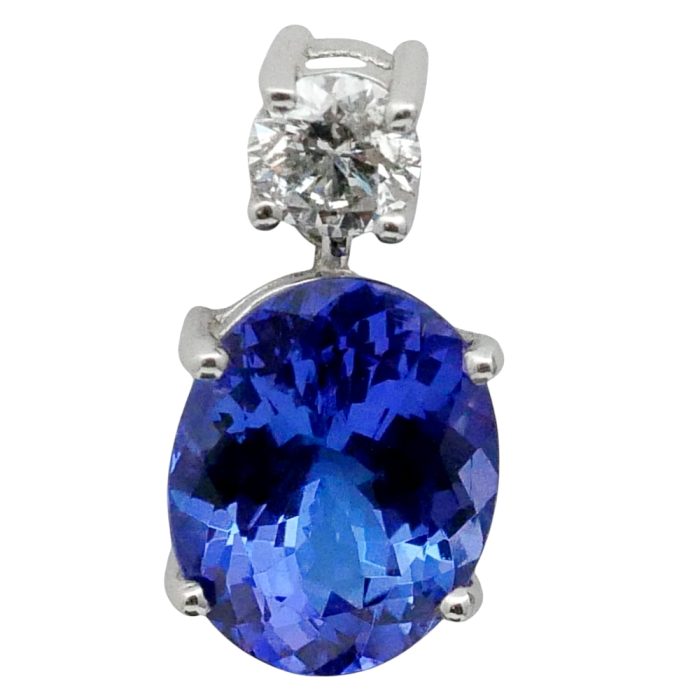 Tanzanite Diamond Pendant Gold Earrings