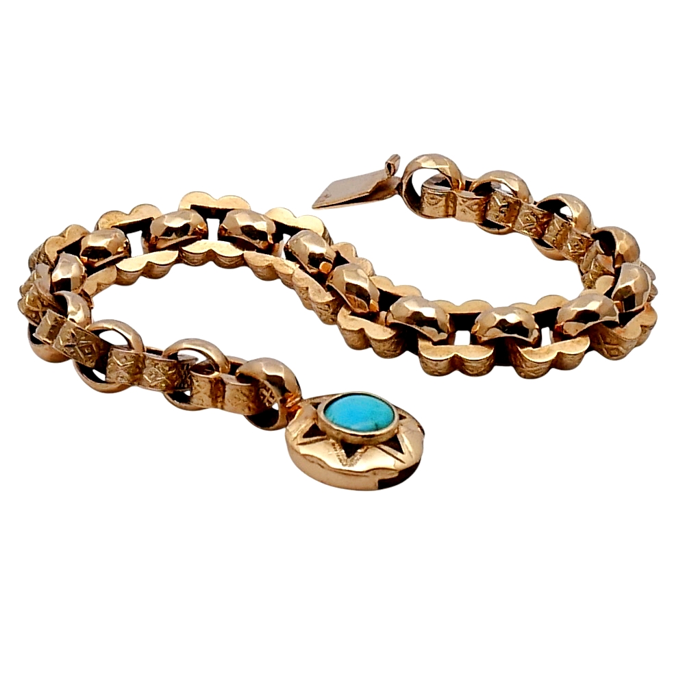 Victorian Gold Turquoise Bracelet 8 JR051 Victorian Gold Turquoise Bracelet