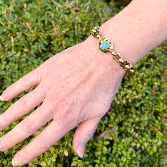 JR051 Victorian Gold Turquoise Bracelet