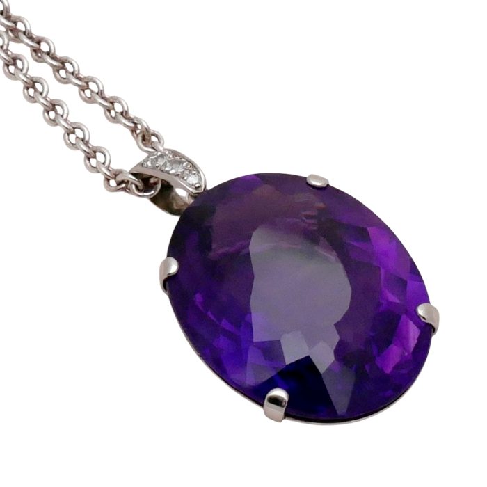 Large 140 Carat Amethyst Gold Pendant