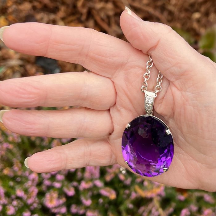 Large 140 Carat Amethyst Gold Pendant