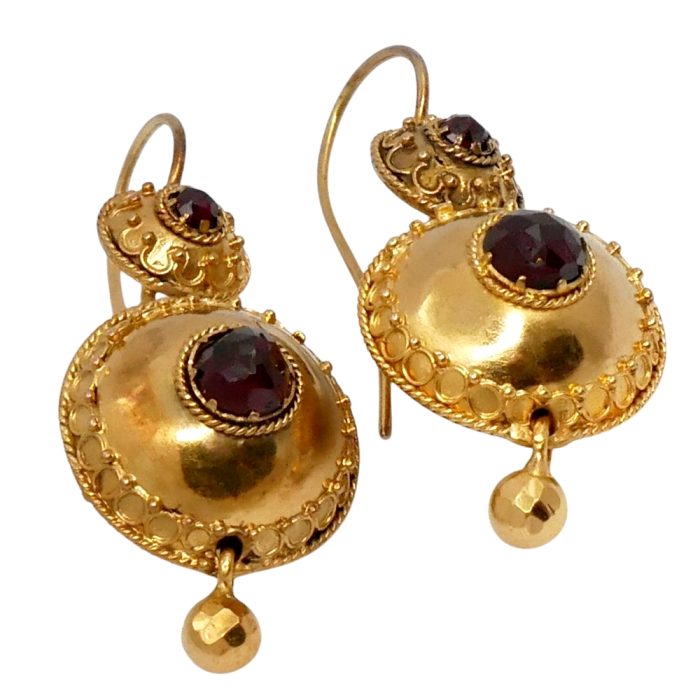 Victorian Garnet Gold Drop Earrings
