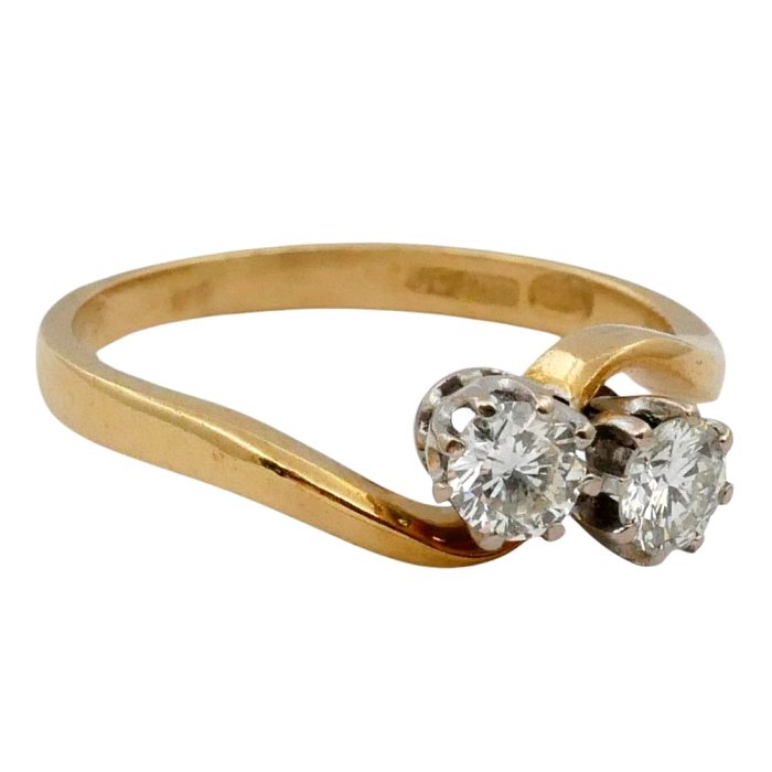 Vintage Toi et Moi Diamond Gold Ring