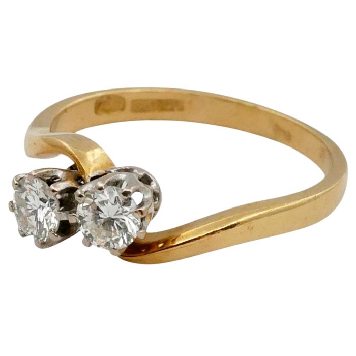 Vintage Toi et Moi Diamond Gold Ring