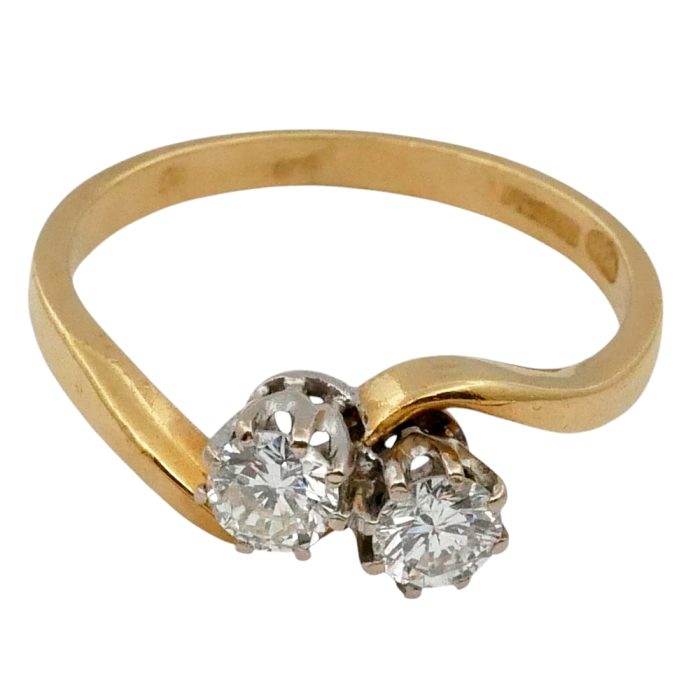 Vintage Toi et Moi Diamond Gold Ring