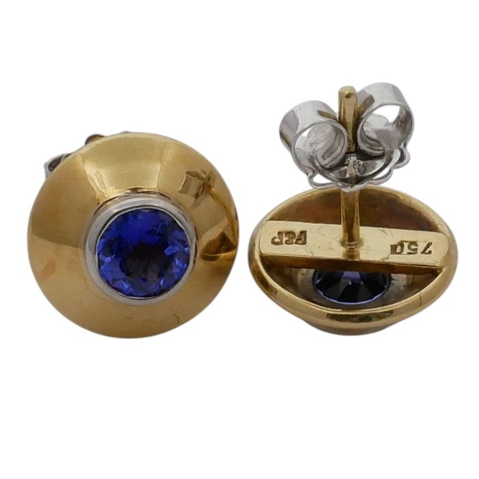 Vintage Tanzanite Gold Stud Earrings