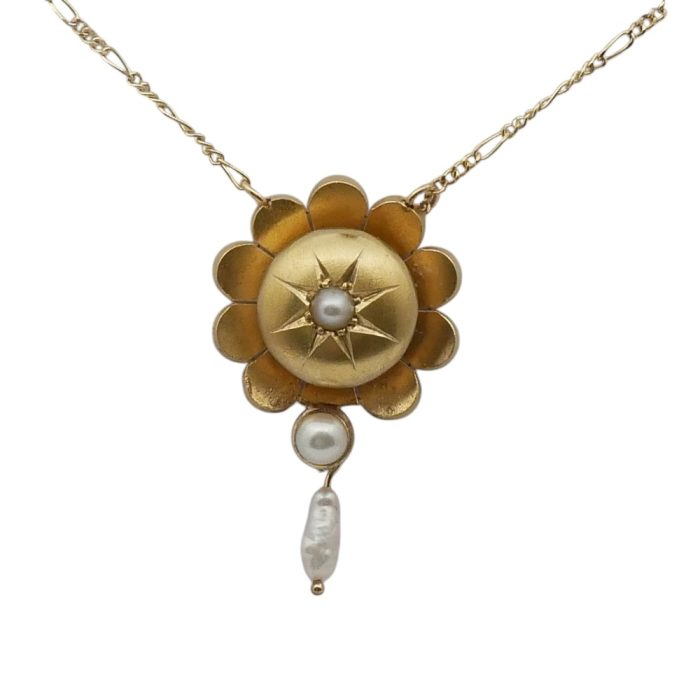Antique Edwardian Gold Pearl Pendant