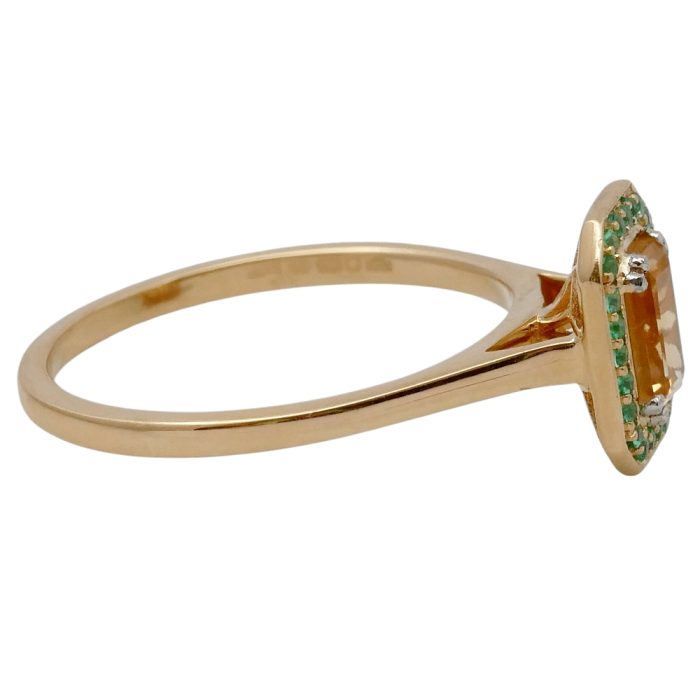 Citrine Emerald Gold Halo Ring
