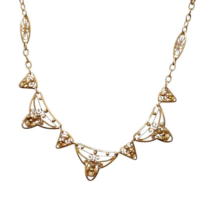 Antique French Gold Filigree Necklace