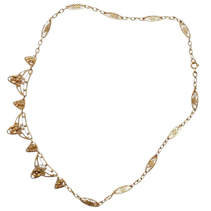 Antique French Gold Filigree Necklace
