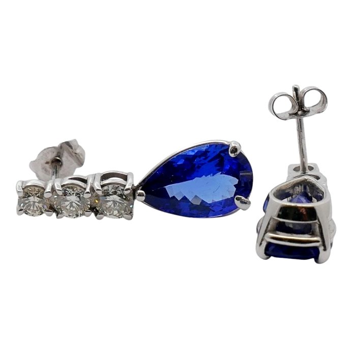 Tanzanite Diamond Gold Pendant Earrings