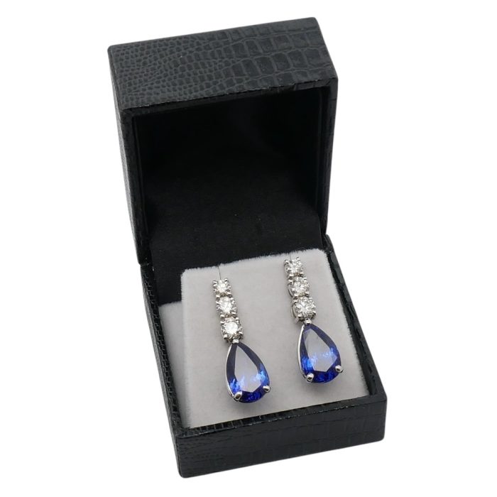 Tanzanite Diamond Gold Pendant Earrings