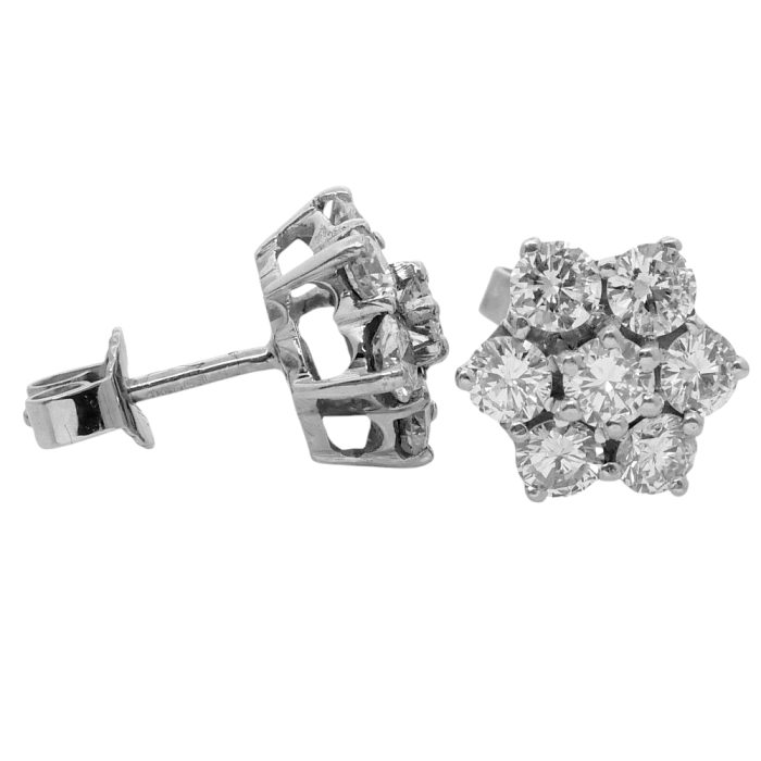 JR088 Diamond Cluster Vintage Gold Earrings