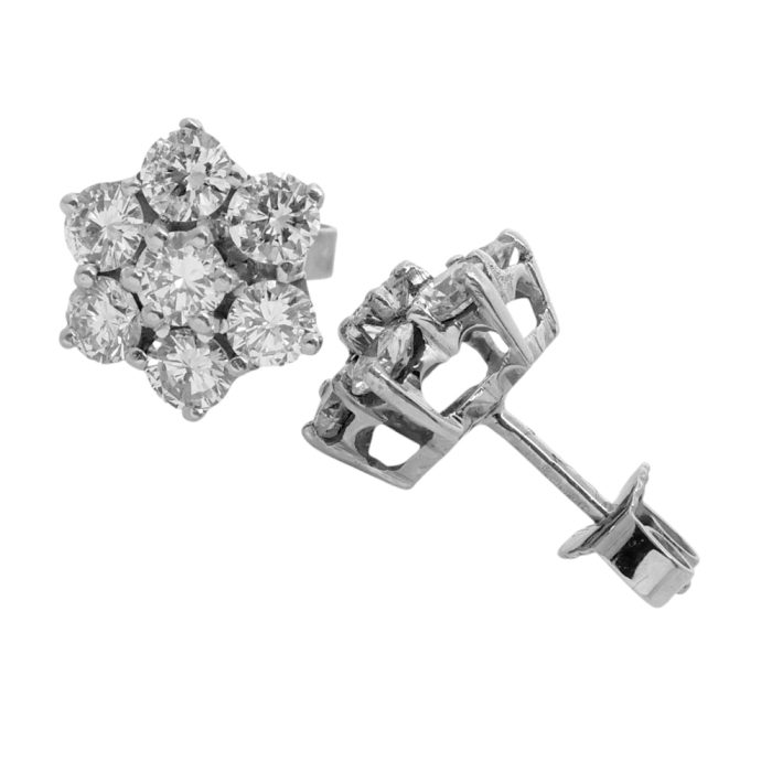 JR088 Diamond Cluster Vintage Gold Earrings