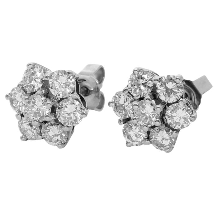 JR088 Diamond Cluster Vintage Gold Earrings