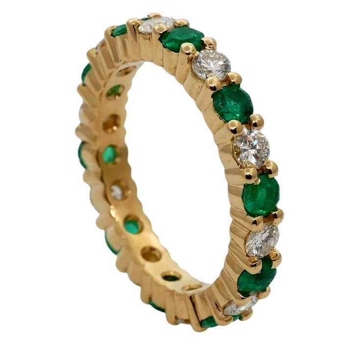 Emerald Diamond Gold Eternity Ring