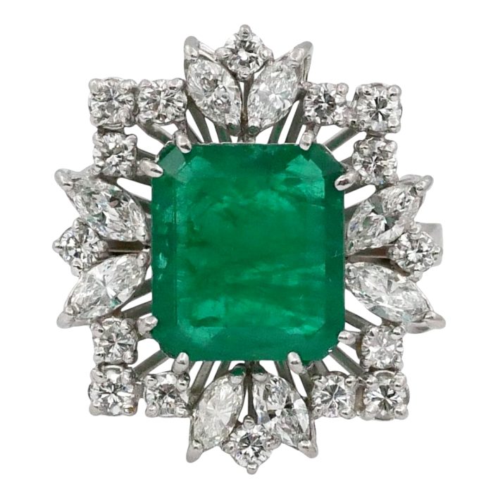 Vintage Emerald Diamond Cocktail Ring