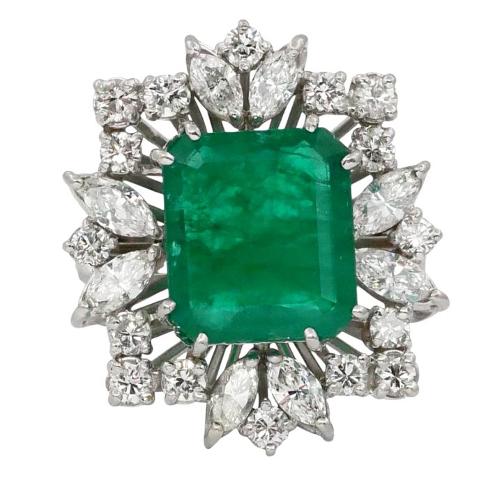 Vintage Emerald Diamond Cocktail Ring