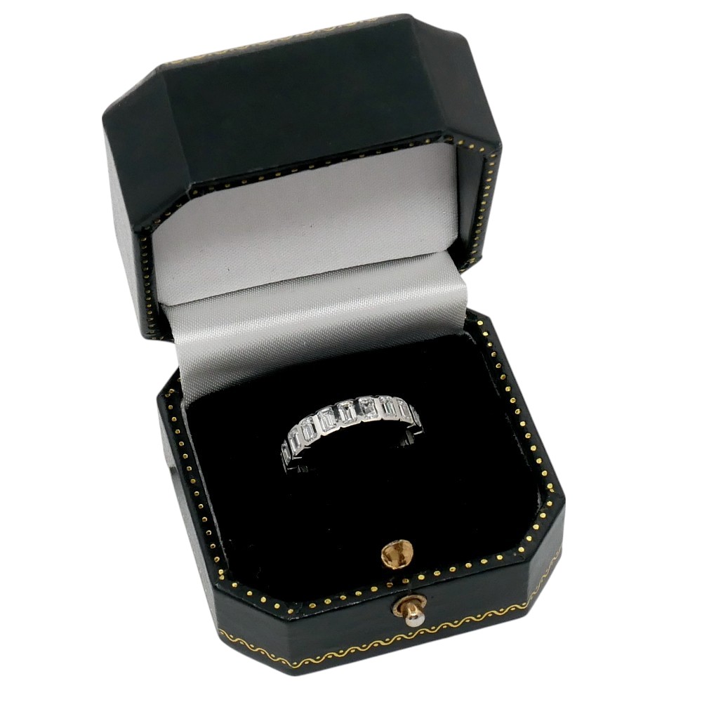 Baguette Diamond Platinum Eternity Ring 9 Diamond Cluster Vintage Gold Earrings