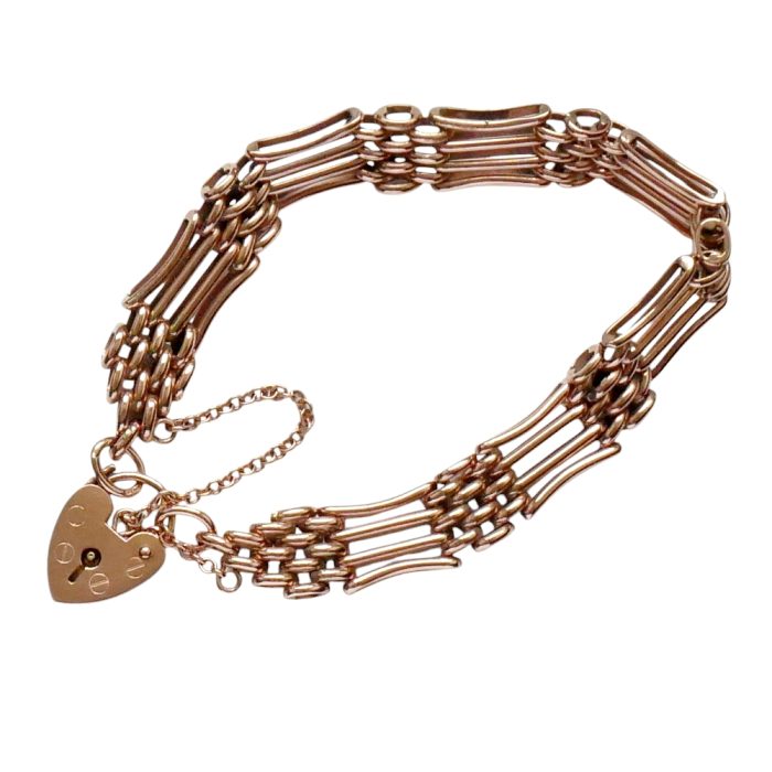 Vintage 9ct Rose Gold Gate Bracelet