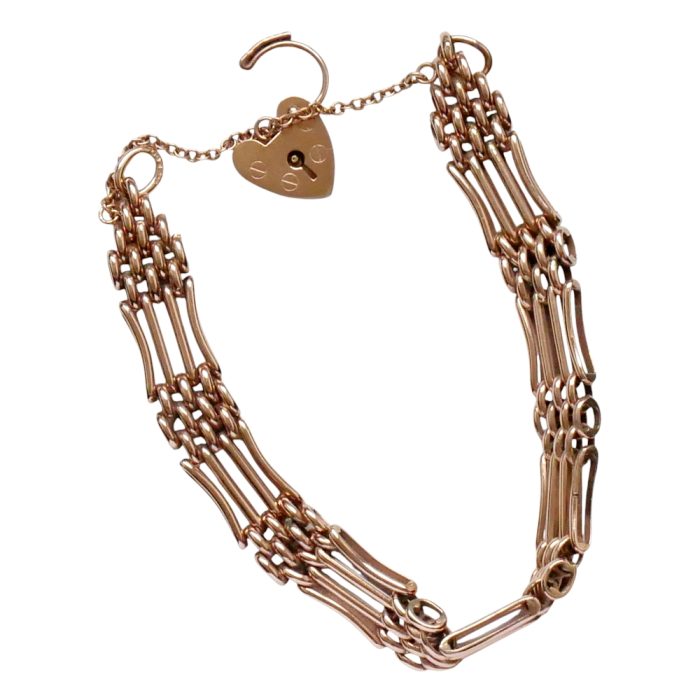 Vintage 9ct Rose Gold Gate Bracelet