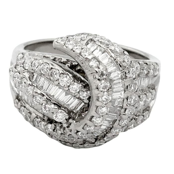 Vintage Diamond Gold Swirl Bombé Ring