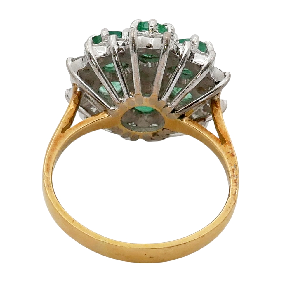 Vintage Emerald Diamond Cluster Ring 6 Vintage Emerald Diamond Cluster Ring