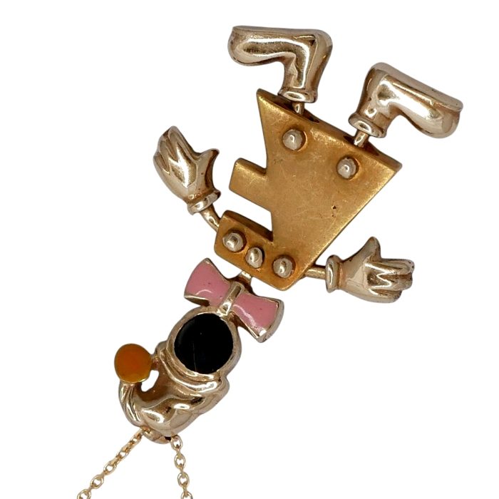 Vintage Gold Articulated Clown Pendant