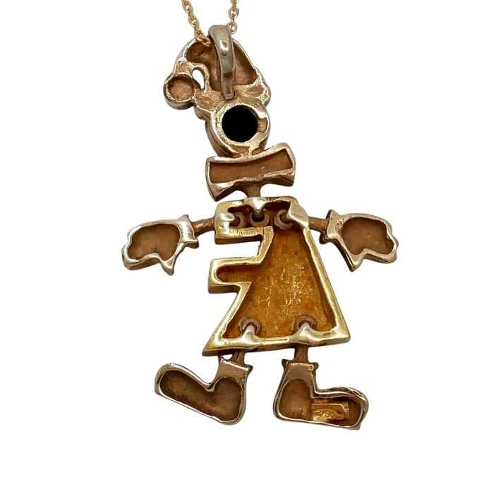 Vintage Gold Articulated Clown Pendant