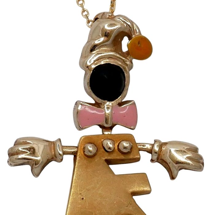 Vintage Gold Articulated Clown Pendant