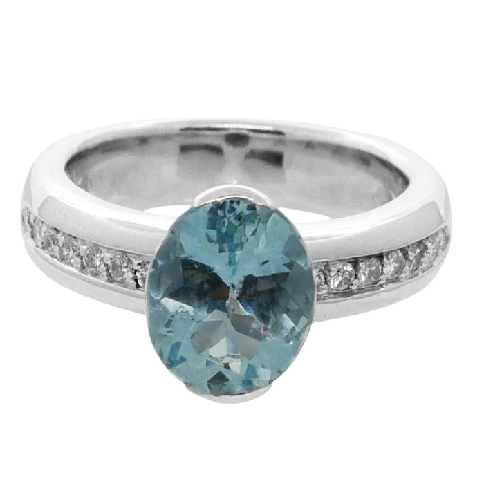 H Stern Vintage Aquamarine Diamond Ring