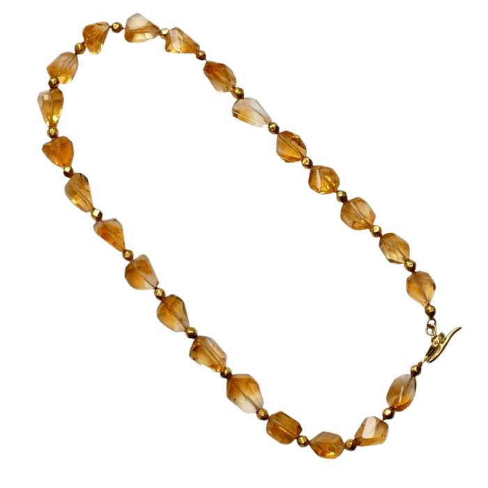 Citrine and 18ct Gold Bead Necklace