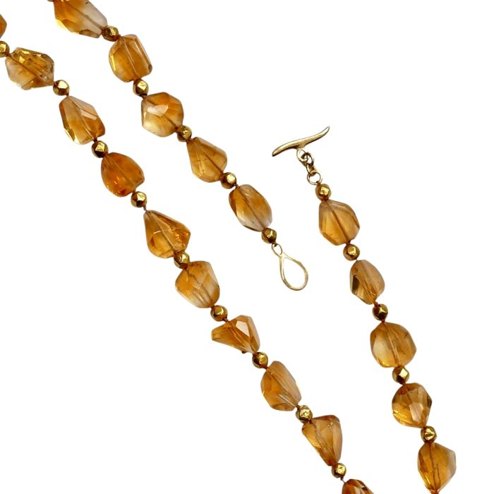 Citrine and 18ct Gold Bead Necklace