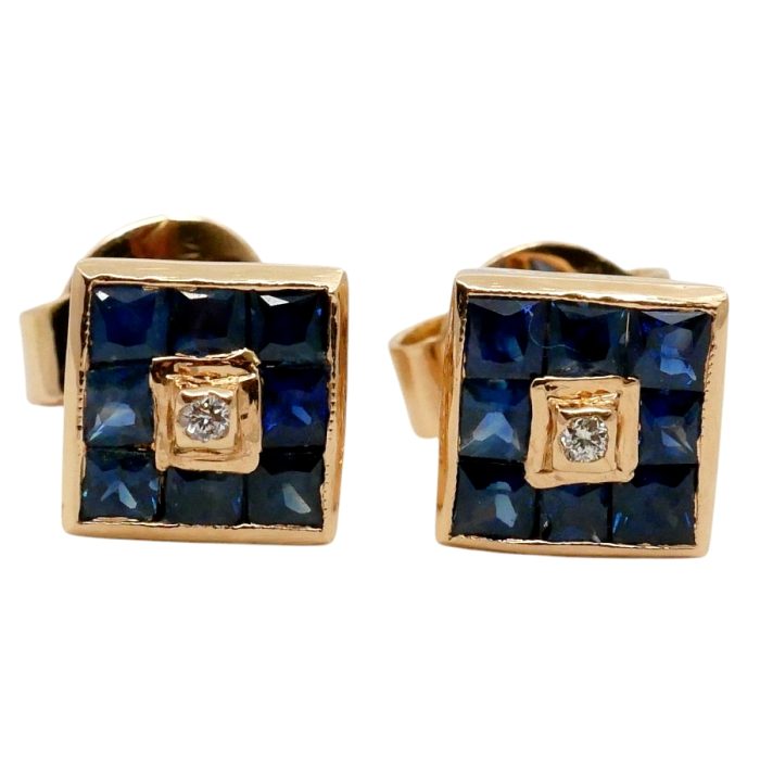 Vintage Sapphire Diamond Pavé Earrings