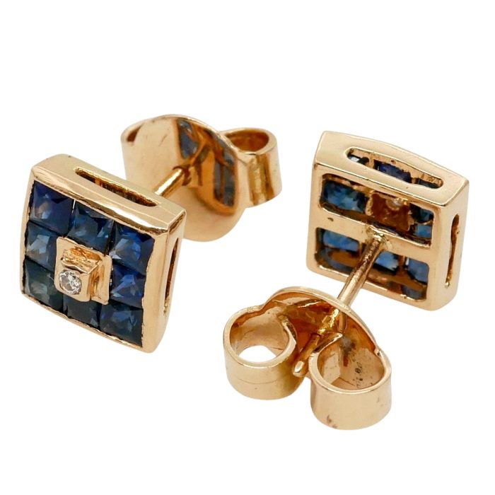 Vintage Sapphire Diamond Pavé Earrings