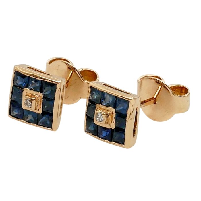 Vintage Sapphire Diamond Pavé Earrings